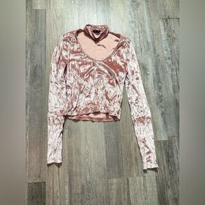 Topshop crushed velvet top Sleeve Top - Blush Pink, casual lightweight